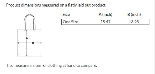 size guide bag